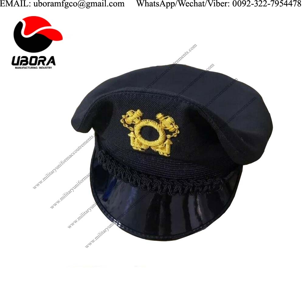 Vintage New Military Lancaster Boat Skipper Cap bullion wire insignia cap, us navy cap, general 